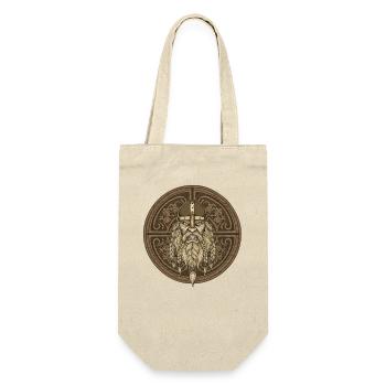 Wikinger Viking Legende Seemann Odin Rabe Kämpfer - Geschenkbeutel für Flaschen - Natur - Vorne