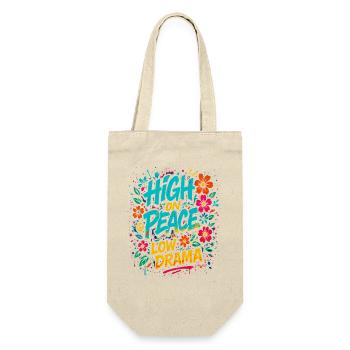 High on peace, low drama saying - Gift Bag for Bottles - nature - Front