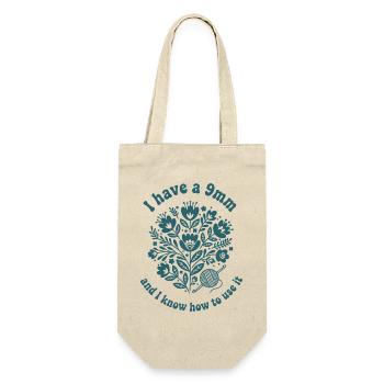 I Have A 9mm And I Know How To Use It Crochet - Gift Bag for Bottles - nature - Front