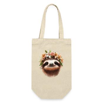 Portrait de paresseux en couronne de fleurs - Sac à bouteille - nature - Devant