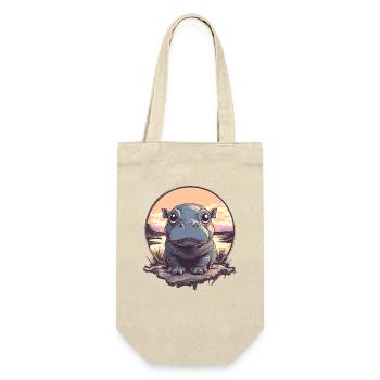 Sonnenuntergang Hippo Illustration - Geschenkbeutel für Flaschen - Natur - Vorne