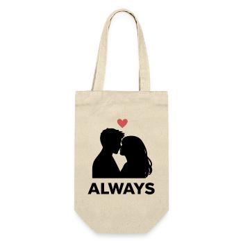 Minimal Heart Love, Valentine's Day Girlfriend Boyfriend - Gift Bag for Bottles - nature - Front