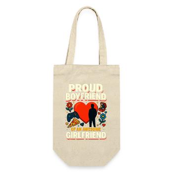 proud boyfriend girlfriend, valentinstag geschenk - Geschenkbeutel für Flaschen - Natur - Vorne