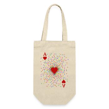 Herz As Konfetti Kostüm | Karneval Verkleidung - Geschenkbeutel für Flaschen - Natur - Vorne