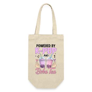 Powered By K Pop And Boba Tea - Geschenkbeutel für Flaschen - Natur - Vorne