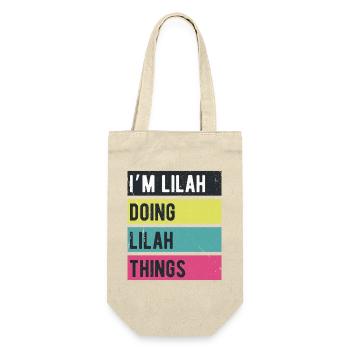 I’m Lilah Doing Lilah Things Retro Colors - Geschenkbeutel für Flaschen - Natur - Vorne