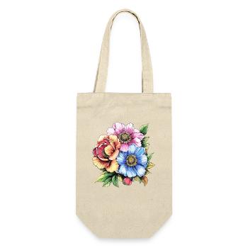 Farbige Blütenbouquet Illustration - Geschenkbeutel für Flaschen - Natur - Vorne