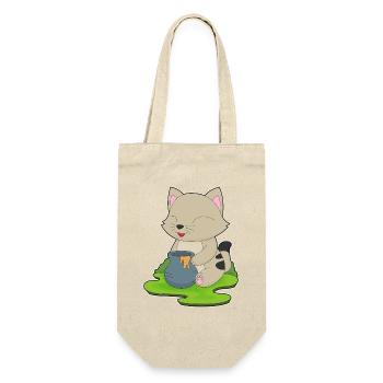 Katze Honig - Geschenkbeutel für Flaschen - Natur - Vorne