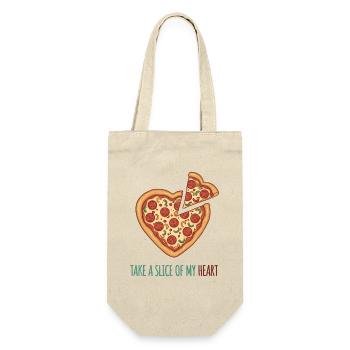 Take a Slice of my Heart – Pizza Herz Design - Gift Bag for Bottles - nature - Front