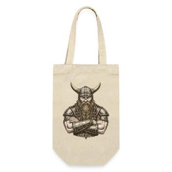 Wikinger Viking Legende Seemann Odin Rabe Kämpfer - Geschenkbeutel für Flaschen - Natur - Vorne
