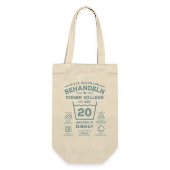 20 Jahre Dienst - Schonend behandeln - Kollege - Geschenkbeutel für Flaschen - Natur - Vorne