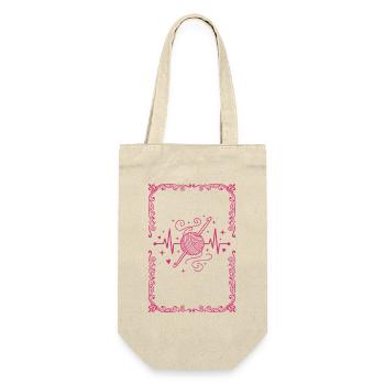 Funny Crochet Heartbeat Crochet Lover Yarn Hook - Gift Bag for Bottles - nature - Front