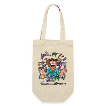 Cheerful craftsman in tool chaos - Gift Bag for Bottles - nature - Front