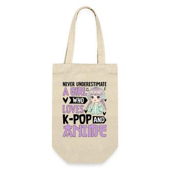 Never Underestimate Girl Who Loves K-Pop And Anime - Gift Bag for Bottles - nature - Front