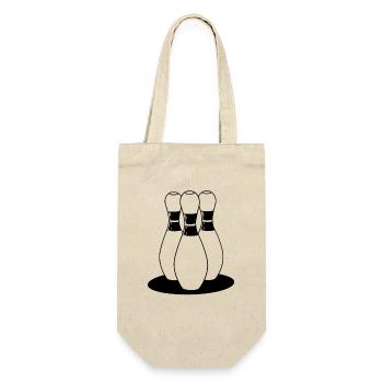 Bowling Cartoon Look - Geschenkbeutel für Flaschen - Natur - Vorne