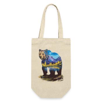 Wander Bear Mountains Lake Retro Nature Design - Gift Bag for Bottles - nature - Front