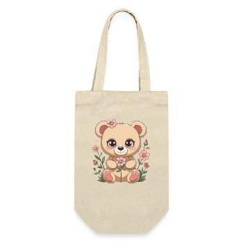 Cuddly bear with flowers - Gift Bag for Bottles - nature - Front
