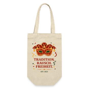 Tradition. Rausch. Freiheit. – Karnevalsmaske - Geschenkbeutel für Flaschen - Natur - Vorne