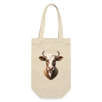 Kuhkopf Portrait Naturtöne - Geschenkbeutel für Flaschen - Natur - Vorne