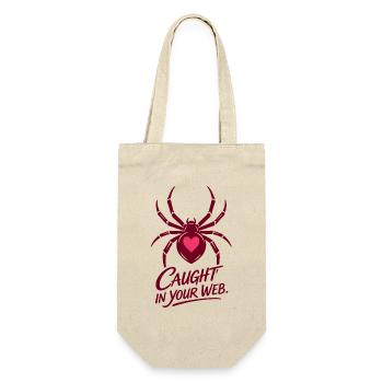 Caught in your web | Valentins Tag | Spinne Herz - Geschenkbeutel für Flaschen - Natur - Vorne