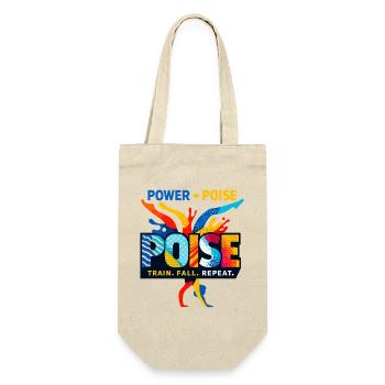 Power + Poise Turnen Spruch - Geschenkbeutel für Flaschen - Natur - Vorne