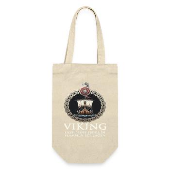 Wikinger Viking Legende Seemann Odin Rabe Kämpfer - Geschenkbeutel für Flaschen - Natur - Vorne