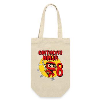Birthday Ninja 8 Year Old Birthday Party Gift - Geschenkbeutel für Flaschen - Natur - Vorne