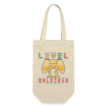 Level 11 freigeschaltet - Geschenkbeutel für Flaschen - Natur - Vorne