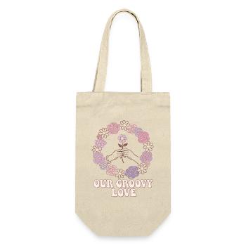 Our Groovy Love | Blütenkranz | Valentins Tag - Geschenkbeutel für Flaschen - Natur - Vorne