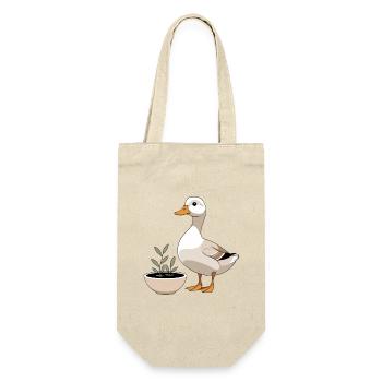 Duck in a plant pot – charming illustration - Gift Bag for Bottles - nature - Front