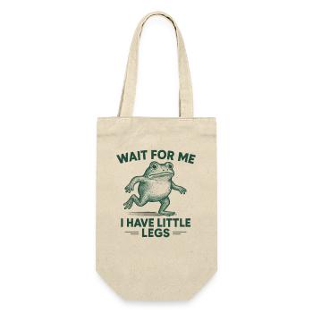 Frosch Spruch Humor Meme Humor Lustig Little Legs - Geschenkbeutel für Flaschen - Natur - Vorne