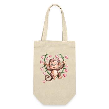 Cute baby monkey with heart motif for children - Gift Bag for Bottles - nature - Front