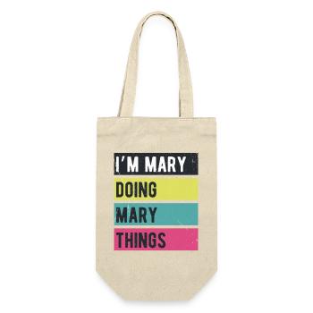 Ich bin Mary Doing Mary Things Retro Colors - Geschenkbeutel für Flaschen - Natur - Vorne