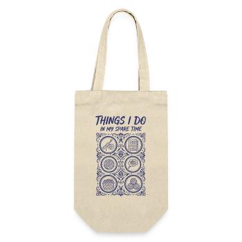 Dinge, die ich in meiner Freizeit tue, lustiger Häkelliebhaber - Geschenkbeutel für Flaschen - Natur - Vorne