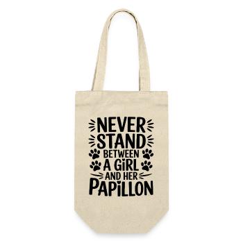 Papillon Sprüche Hunde Lustiges Papillon Geschenk  - Geschenkbeutel für Flaschen - Natur - Vorne
