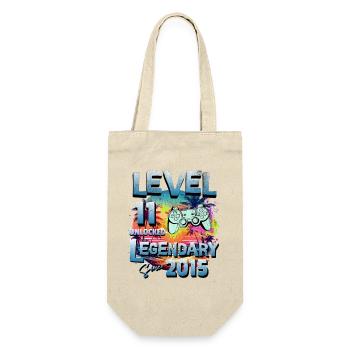 Level 11 Jahre Freigeschaltet seit 2015 Geburtstag - Geschenkbeutel für Flaschen - Natur - Vorne