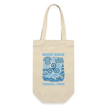 Bretagne Triskell Vagues Design Breton Marin - Gift Bag for Bottles - nature - Front