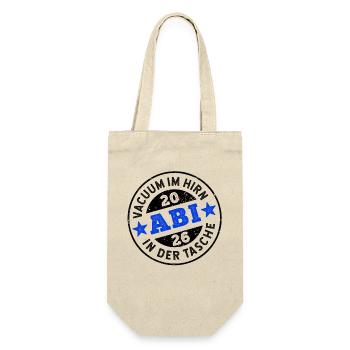 Abi 2026 - Vacuum im Hirn, Abi in der Tasche - Geschenkbeutel für Flaschen - Natur - Vorne