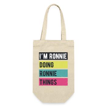 Ich bin Ronnie und mache Ronnie Things Retro Colors - Geschenkbeutel für Flaschen - Natur - Vorne
