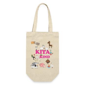Kita Kind Tierwelt – Bunte Tiere - Geschenkbeutel für Flaschen - Natur - Vorne