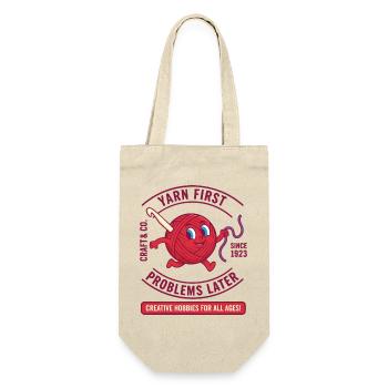 Yarn First Problems Later Funny Crochet Lover Yarn - Gift Bag for Bottles - nature - Front