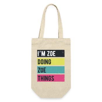 Je suis Zoe qui fait des choses Zoe Couleurs rétro - Sac à bouteille - nature - Devant