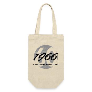 60. Geburtstag 1966 Geschenk für Männer und Frauen - Geschenkbeutel für Flaschen - Natur - Vorne