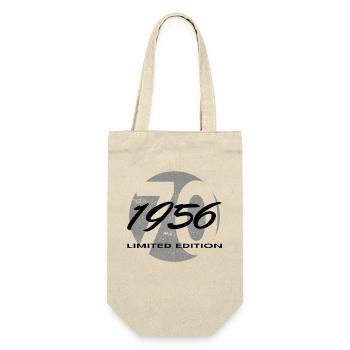 70. Geburtstag 1956 Geschenk für Männer und Frauen - Geschenkbeutel für Flaschen - Natur - Vorne