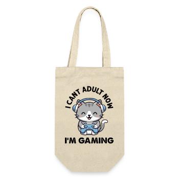 I cant Adult now I'm Gaming funny Gamer Cat - Geschenkbeutel für Flaschen - Natur - Vorne