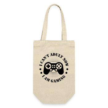 I can't Adult I'm Gaming funny Gamer Sayings - Geschenkbeutel für Flaschen - Natur - Vorne