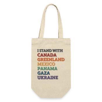 I stand with Canada, Gaza, Greenland, Panama, Ukraine - Gift Bag for Bottles - nature - Front