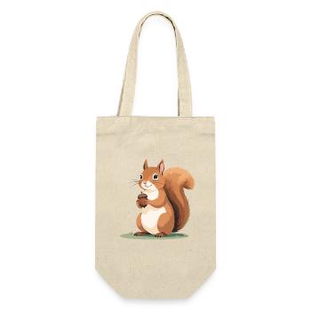 Squirrel with Acorn Caricature - Gift Bag for Bottles - nature - Front