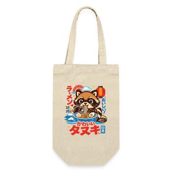 Kawaii Waschbär | Ramen | Nudelsuppe | Fast Food - Geschenkbeutel für Flaschen - Natur - Vorne