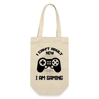 I can't Adult now I'm Gaming funny Gamer Sayings - Geschenkbeutel für Flaschen - Natur - Vorne